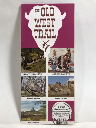 1966 The Old West Trail South Dakota North Dakota Nebraska Montana Wyoming Map