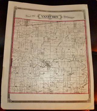 Vintage Michigan 1876 Atlas Map Wayne County Van Buren Twp.  Old Authentic