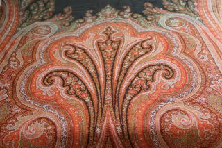 Antique Wool Paisley Shawl Kashmir 120 X 61 " Red/brown Coloring