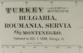 Vintage 1903 Turkey Bulgaria Romania Serbia Map 14 " X22 " Old Antique