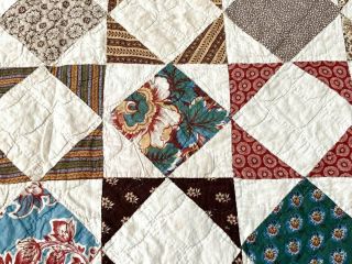Early Fabric Sampler c 1830 - 40s Star QUILT Antique Palette SPECIAL One 3