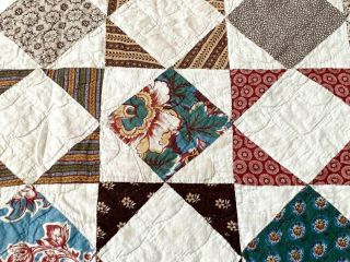 Early Fabric Sampler c 1830 - 40s Star QUILT Antique Palette SPECIAL One 6