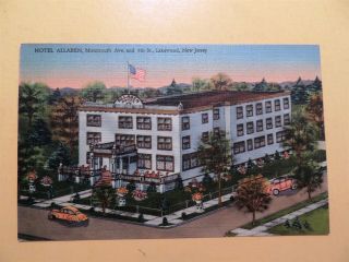 Hotel Allaben Lakewood Jersey Vintage Linen Postcard Aerial