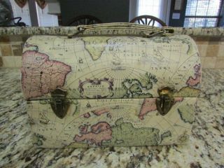 Vintage Very Rare Old Maps Of The World Vinyl Dome Lunchbox