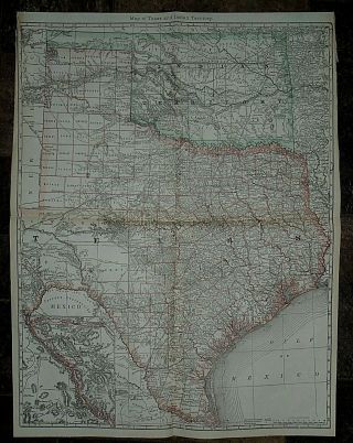 Vintage 1883 Hardesty Atlas Map Texas - Indian Territory Old & Authentic