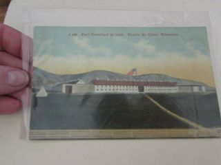 Vintage Antique Postcard Fort Crawford In 1830 Prairie Du Chien Wisconsin 1900 