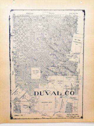Old Duval County Texas General Land Office Owner Map San Diego Benavides Freer