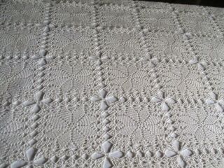 Vintage French Bed Cover,  Crochet Lace,  Cream 86” x 81” 2