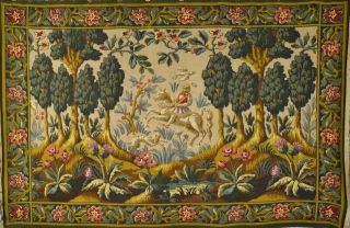 Vintage French ' Aubusson ' Tapestry Wall Hanging,  Medieval Country Scene 2