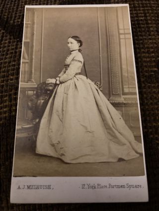 Victorian Cdv Photo Woman With Big Dress - Melhuish,  Portman Square