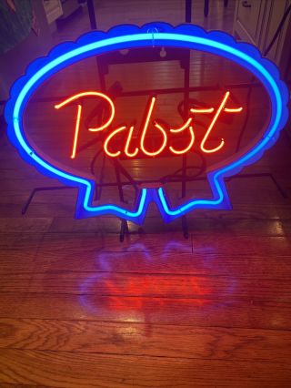 Rare Pabst Blue Ribbon Vitage Neon Lighted Sign Pre Owned Vintage Beer Sign