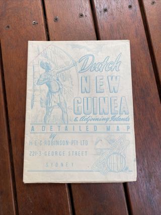 Large Dutch Guinea Robinson’s Folding Map Sydney Australia Old Wwii Era