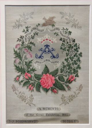 Rare 1851 Stevengraph Style Silk Woven Memento Of The Great Exhibition 1851