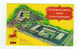 Oh Cincinnati Ohio Vintage Post Card " Carrousel Inn Motor Inn Motel "
