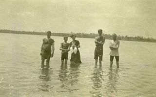 X139 Vtg Photo Bathing Swim Suit Men Women At Pelican Lake Mn C Early 1900 