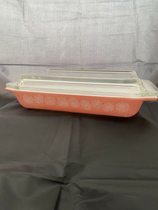 Rare Vintage Pyrex Pink Daisy Casserole Baking Dish 1 1/4 Qt 548 - B With Lid Htf