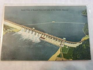 Vintage Postcard Aerial View Of Bagnell Dam And Lake Of The Ozarks Missouri