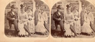 People Posing In Front Of Senter House.  E.  D.  Ward Stereoview Photo