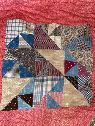 Antique Early 19th Century Calico School Girl Sampler Quilt