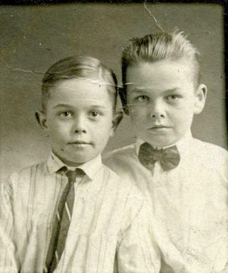Ph244 Vtg Photo Two Brothers,  Boys In Best Shirts Bow Tie C Early 1900 
