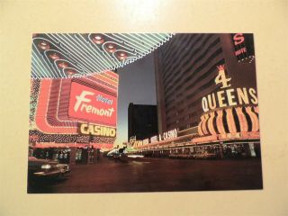 Fremont & Four Queens Casino Hotels Las Vegas Nevada Vintage Postcard Pre - 