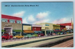 Vintage Postcard Business Section Street View Rocky Mount North Carolina Nc