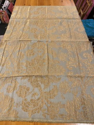 Antique French Large Woven Silk Piece With Floral Design In Golden Silk 134 X 90
