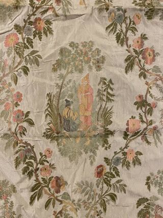 Antique Vintage Long Length Japanese Design Woven Silk Tapestry 30cms X 167cms
