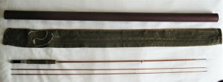 Vintage Union Hardware 3 - Piece Bamboo Fly Fishing Rod W/canvas Sleeve And Tube