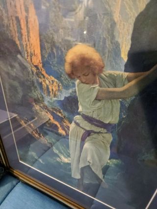 Maxfield Parrish,  " The Canyon " Print Vintage,  Gold/blue Frame