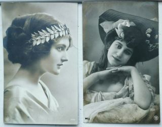 3 vtg.  photo postcards with pretty young girl´s mailed within Denmark c.  1915 2
