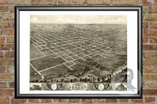 Old Map Of Decatur,  Il From 1869 - Vintage Illinois Art,  Historic Decor