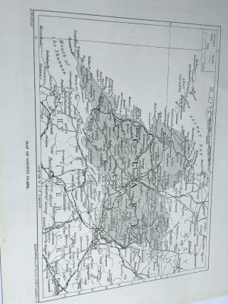 1923: Map Of County Clare 97 Year Old Print Shannon At Killaloe Picture Vintage