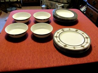 Set Of 4 Lenox " Vintage Jewel " Accent Plate,  Pasta Bowl & Soup/cereal Bowl