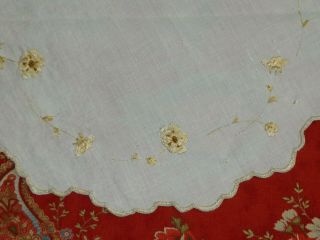 Antique Society Silk Doily Victorian Hand Embroidery Flowers - Art Nouveau