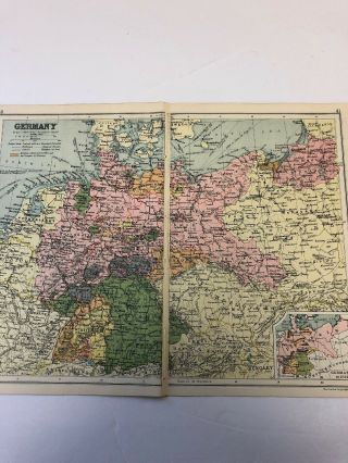 Antique 1930 Map: Germany & Denmark Vintage 90 Years Old