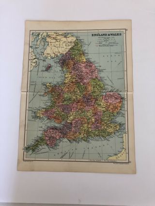 1930 Map: England & Wales Old Colour 90 Years Print