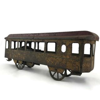 Antique/Vintage Large Tin Toy Train Passenger Car 2
