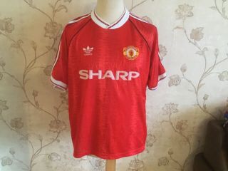 1990 - 1992 Manchester United Home Shirt,  Size 44 - 46,  Vgc Adidas Vintage