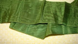 Antique Victorian 19th C Silk Ribbon Trim Olive Green 3 1/2 " By 56 "
