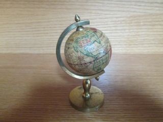 Vintage Brass Made In Italy Small Antique Map Old World Globe