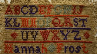SMALL LATE 19TH CENTURY MOTIF & ALPHABET SAMPLER BY HANNAH FROST - c.  1880 2
