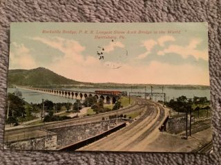 Vintage 1914 Postcard Of Rockville Bridge,  Penn.  R.  R. ,  Harrisburg,  Pennsylvania