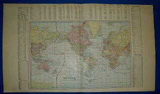 Vintage 1904 Atlas Map The World / Earth Old & Authentic S&h