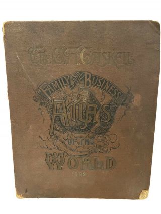1895 C.  A.  Gaskell Family And Business Atlas Of The World / Maps Large Old Book