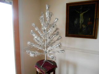 Vintage Aluminum 4 Ft.  Sparkler Pom Pom Christmas Tree Complete