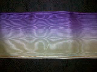 Antique Vintage French Purple & Gold Ombre Moire Taffeta Rayon Ribbon 1 Yard Hat