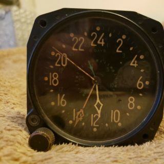 , Vintage Waltham Watch Company 8 Day Aircraft Clock Us Navy - Wwii