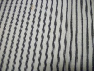 Antique Blue And White Stripe Cotton Ticking Fabric 40 " W X 2 Yards 20 " L Med Wt