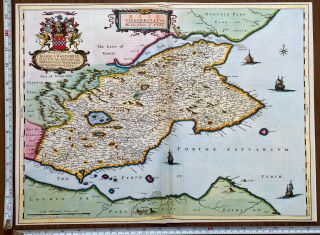 Old Antique Tudor Blaeu Map Of Fife,  Scotland 1645 1600 